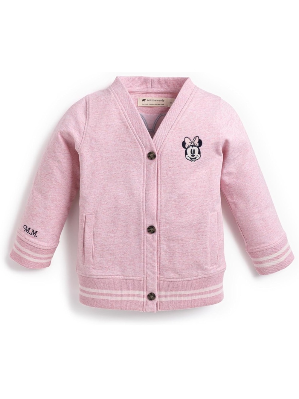 Disney Girls' Pink Minnie Mouse Button French Terry Cardigan 3T Monica+Andy NWT